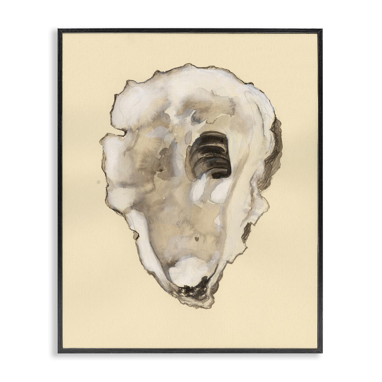 Stupell Industries Beige Oyster Shape Framed Giclee Wall Art Design by Michael Willett